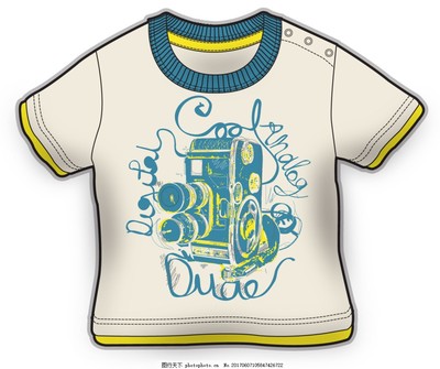 创意无限 黄白短袖卡通服装的矢量设计素材探索